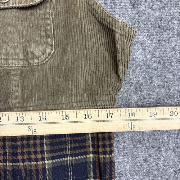 Dress Womens Size M Green Plaid Corduroy Cottagecore Academia - Picture 12 of 13